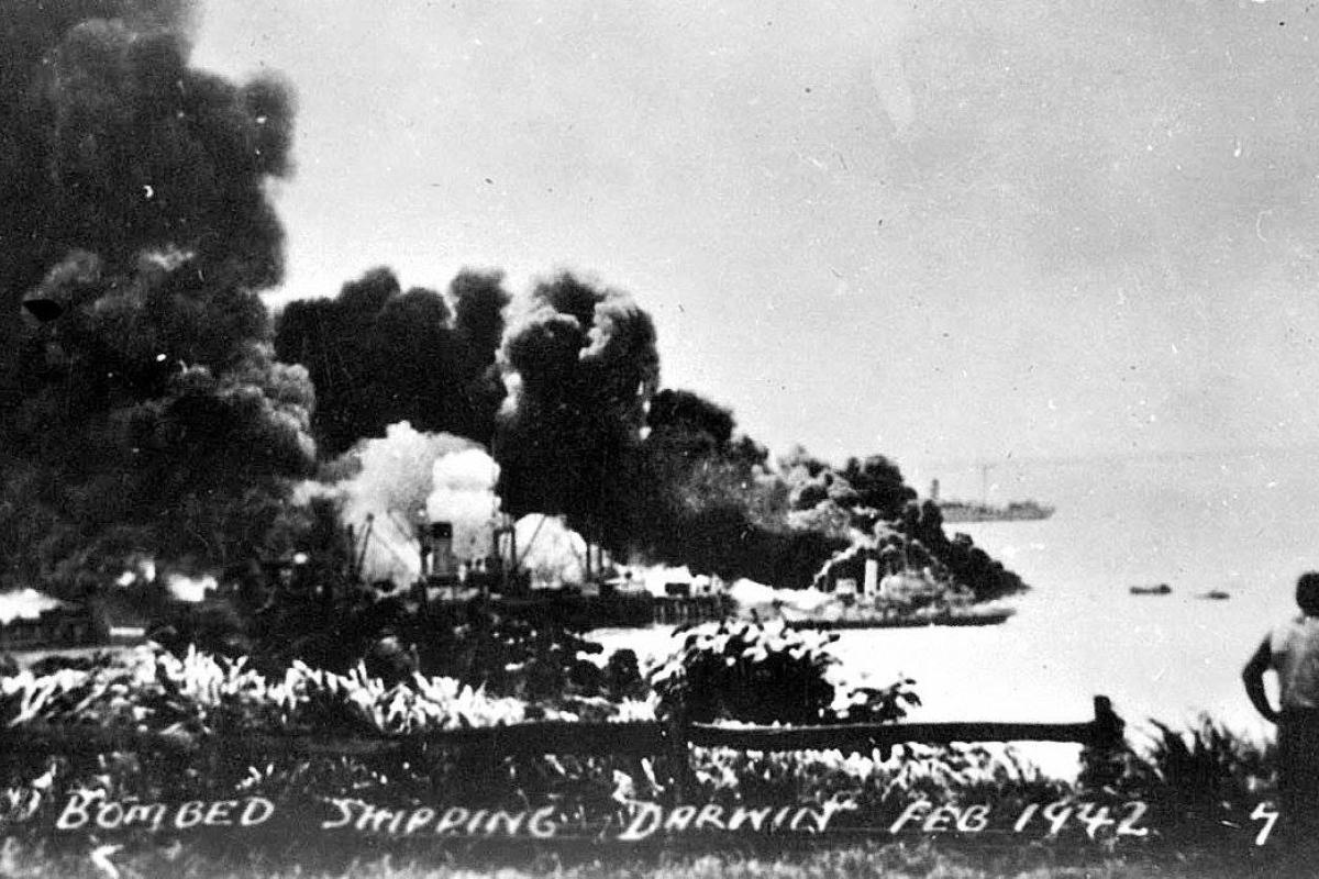 Bombing of Darwin - Fort Hill Wharf. 