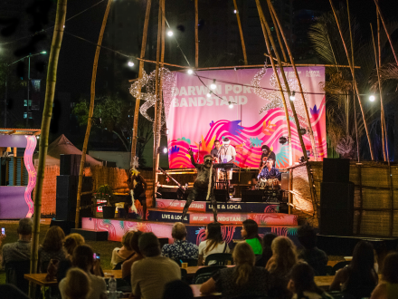 Artist on Darwin Port Bandstand
